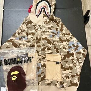 BAPE Sand Camo Big Pocket Oversized Full Shark Zip Up Hoodie